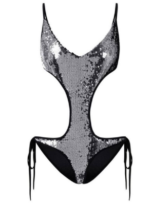 Biquíni Feminino Sexy De Lantejoulas Simples Com Renda
