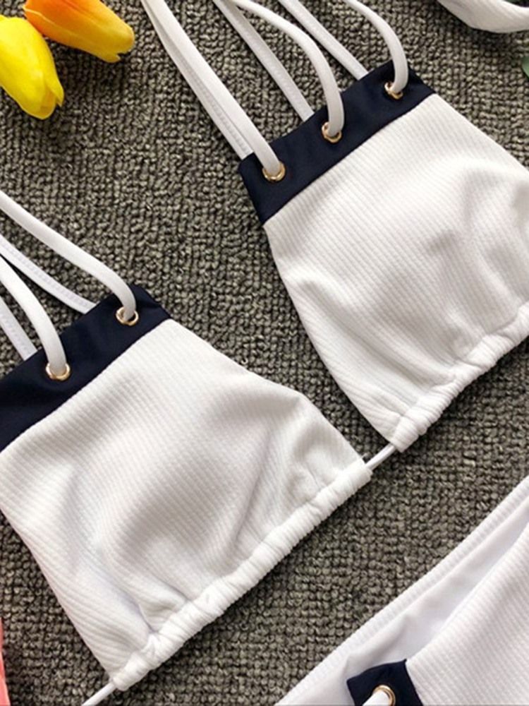 Biquíni Feminino Simples De Patchwork Com Renda