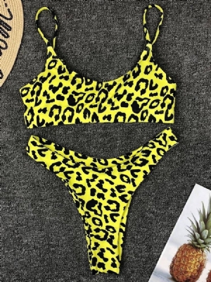 Conjunto De Biquíni Feminino Com Estampa De Leopardo