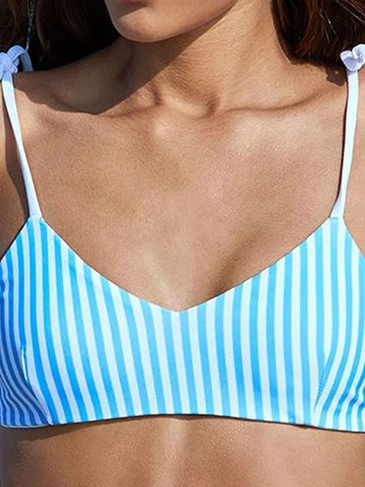 Conjunto De Biquíni Feminino Stripe Color Block Lace-up Maiô