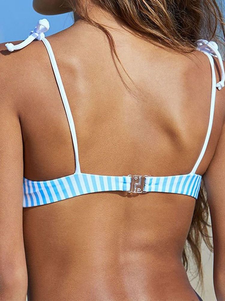 Conjunto De Biquíni Feminino Stripe Color Block Lace-up Maiô