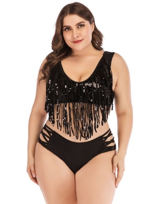 Conjunto De Biquíni Liso Feminino Assimétrico Com Borla Oca