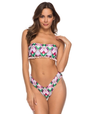 Conjunto De Biquíni Sexy Com Estampa De Padrão Geométrico Feminino