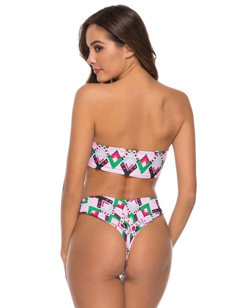 Conjunto De Biquíni Sexy Com Estampa De Padrão Geométrico Feminino