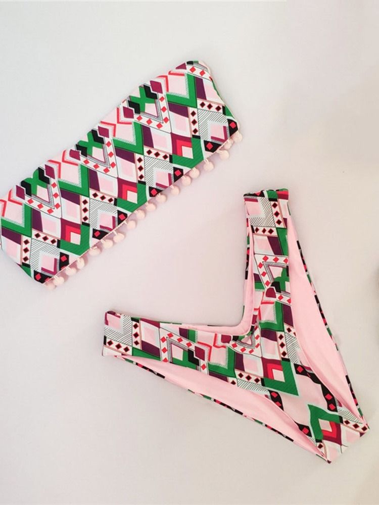 Conjunto De Biquíni Sexy Com Estampa De Padrão Geométrico Feminino