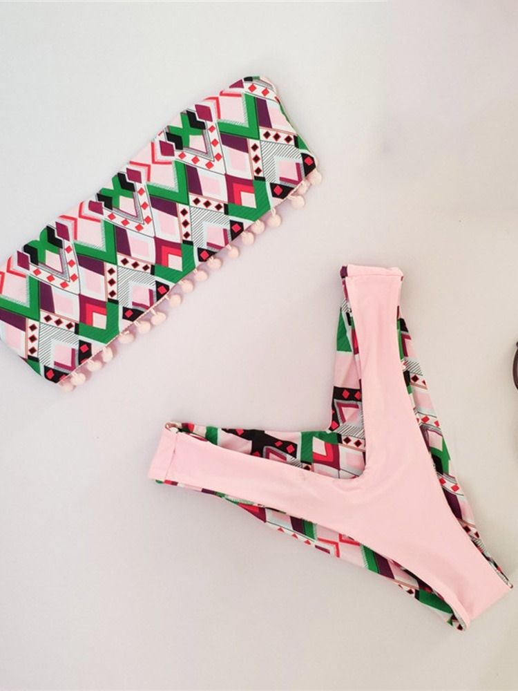 Conjunto De Biquíni Sexy Com Estampa De Padrão Geométrico Feminino