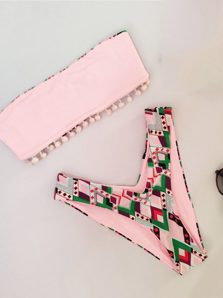 Conjunto De Biquíni Sexy Com Estampa De Padrão Geométrico Feminino