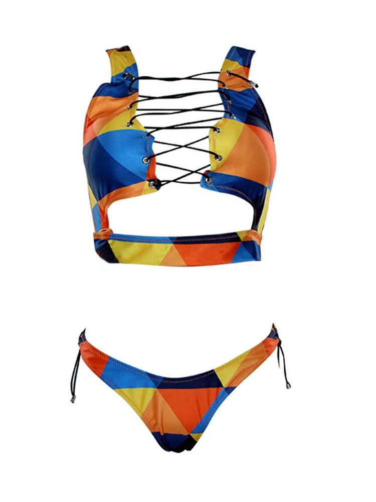 Conjunto Feminino De Biquíni Oco Com Estampa Colorida Plus Size