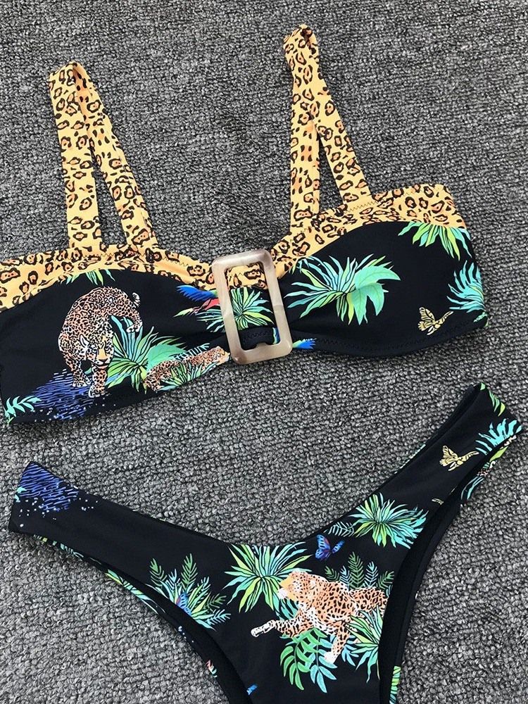 Conjuntos De Biquíni Feminino Com Estampa Sexy De Leopardo