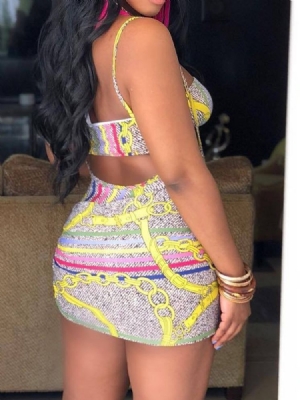 Tankini Feminino Conjunto Cor Bloco Estampado Maiôs
