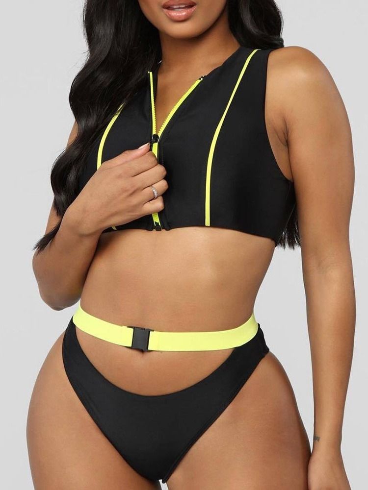 Traje De Banho Feminino Sexy Com Zíper Colorido