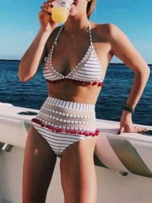 Traje De Banho Sexy Feminino Com Listras