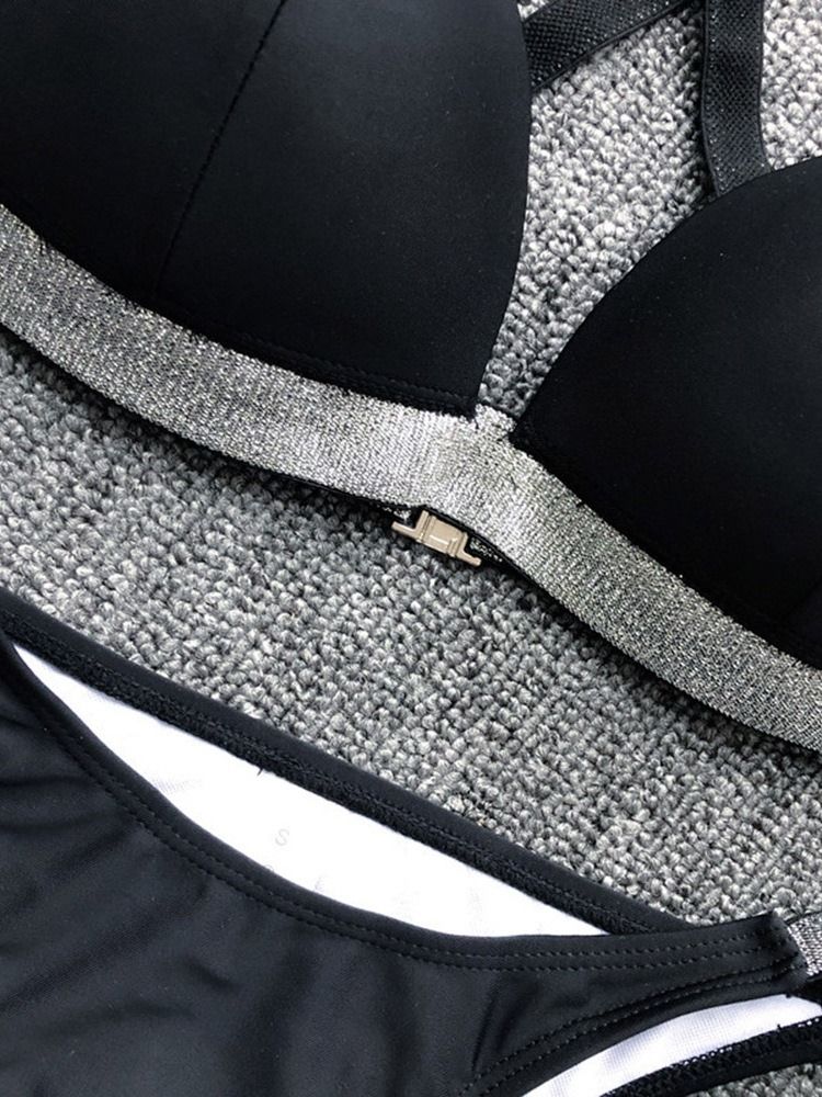 Traje De Banho Sexy Feminino Em Lurex Color Block