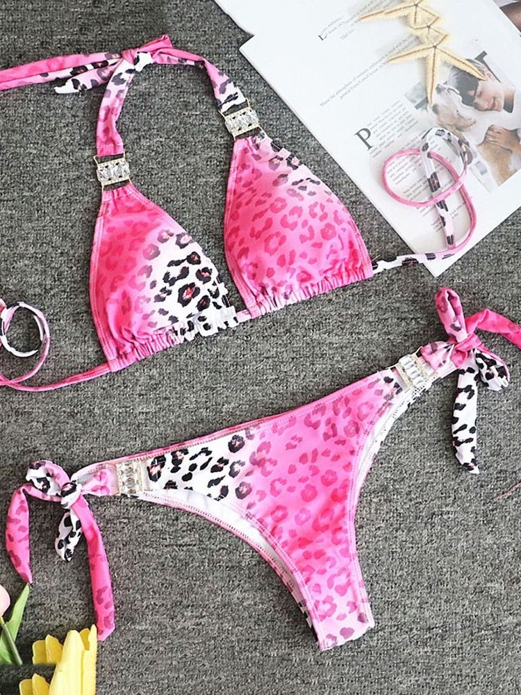 Trajes De Banho Femininos Com Cadarço E Cor Sexy Leopardo