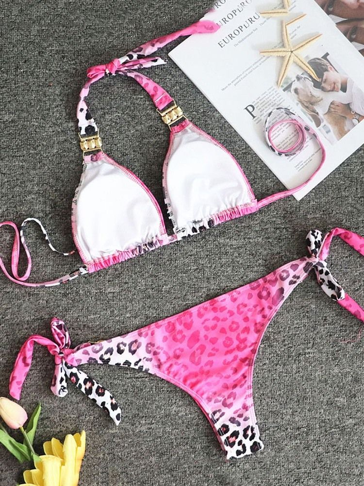 Trajes De Banho Femininos Com Cadarço E Cor Sexy Leopardo