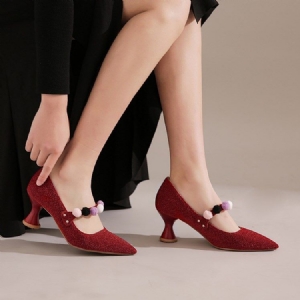 Apliques De Dedo Apontado Para Mulheres Slip-on Bombas Superiores Decotadas