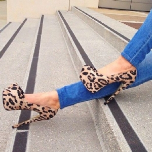 Bombas De Dedo Redondo Feminino Sexy Leopard