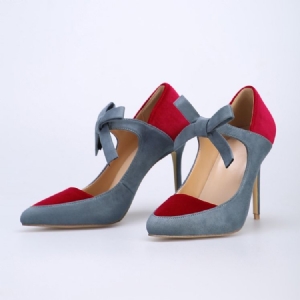Bombas Femininas De Salto Agulha Com Dedo Do Pé Pontudo Bowtie