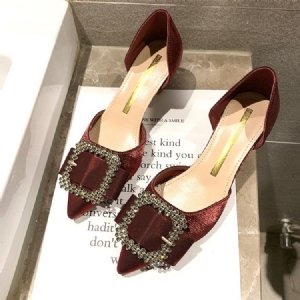 Bombas Femininas De Salto Alto Com Strass De Dedo Do Pé Pontudo