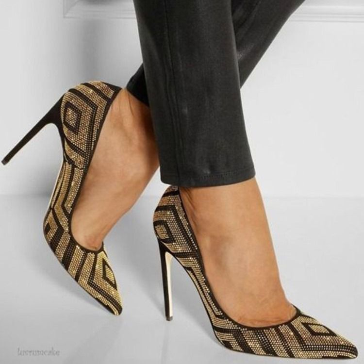 Bombas De Salto Agulha Com Strass Feminino