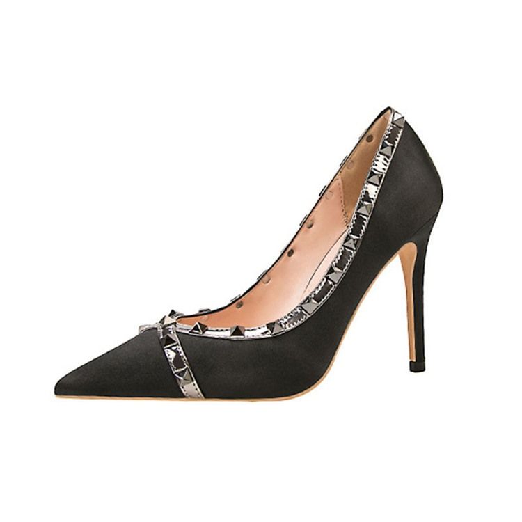 Bombas De Salto Agulha Femininas Western Ponted Toe Slip-on