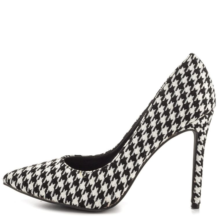 Mulheres Houndstooth Point Toe Pumps