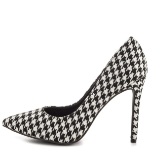 Mulheres Houndstooth Point Toe Pumps
