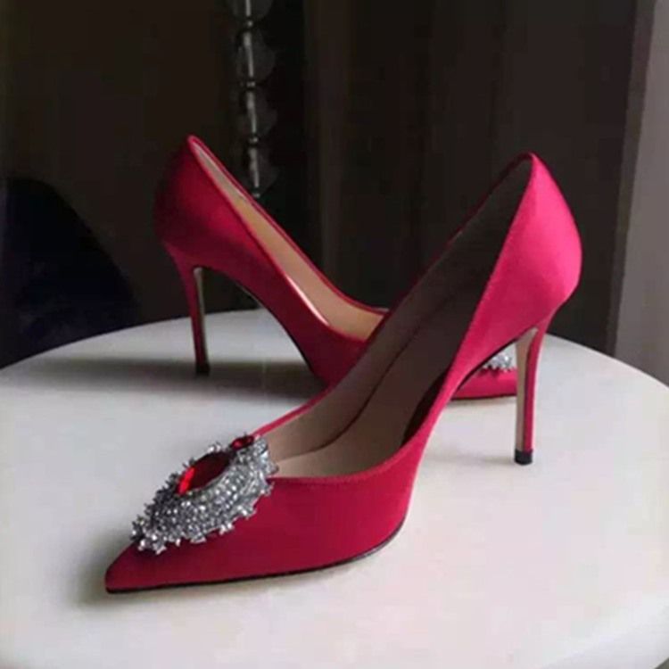 Sapatilhas De Baile Femininas Com Strass Em Tecido De Seda