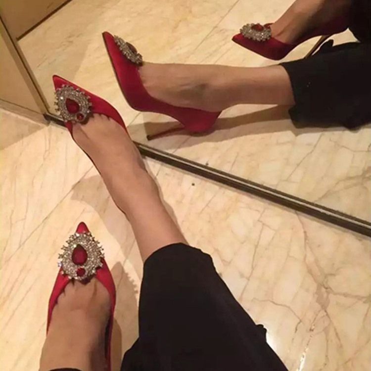 Sapatilhas De Baile Femininas Com Strass Em Tecido De Seda