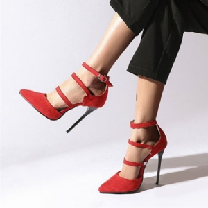 Sapatos Casuais Finos Femininos Com Biqueira Pontiaguda Com Fivela