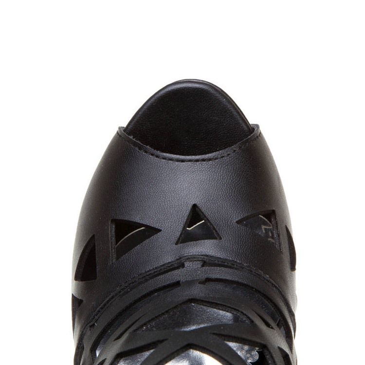 Sapatos Femininos Com Zíper Peep Toe Com Plataforma Simples E Finos