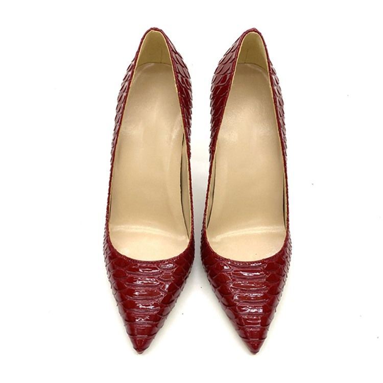 Sapatos Femininos Finos De Salto Agulha Slip-on Serpentine 12 cm