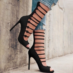 Sapatos Femininos De Salto Agulha Com Zíper Peep Toe De Salto Ultra-alto (≥8cm)