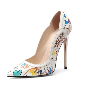 Sapatos Femininos De Salto Agulha Estampados E Decotados E Finos