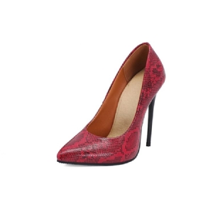 Sapatos Femininos De Salto Agulha Slip-on Serpentine Decotados E Finos Na Parte Superior