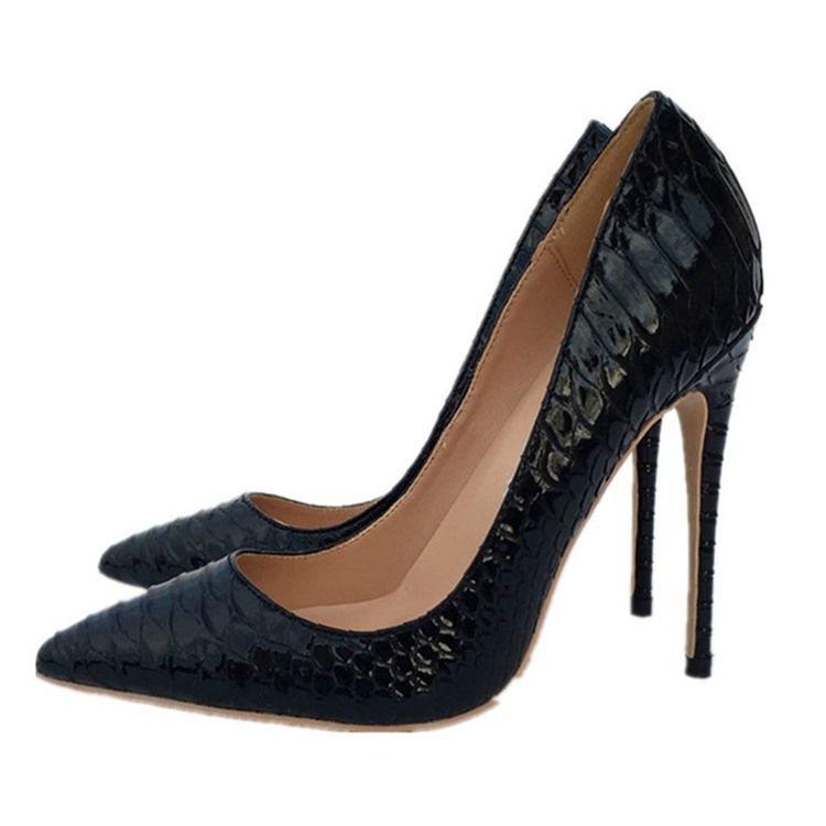 Serpentine Stiletto Heel Slip-on Simples Fino Sapato Feminino