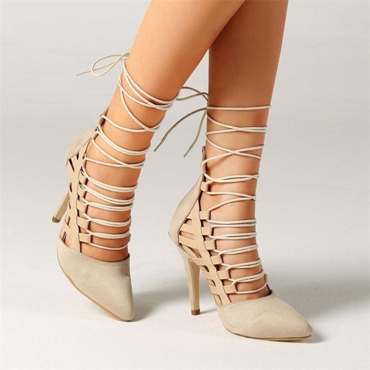 Zíper Correia Cruzada De Salto De Agulha 11.5 cm Sapatos Finos Bombas Femininas
