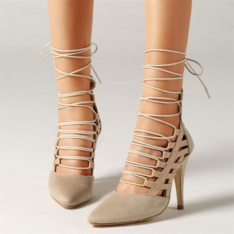 Zíper Correia Cruzada De Salto De Agulha 11.5 cm Sapatos Finos Bombas Femininas