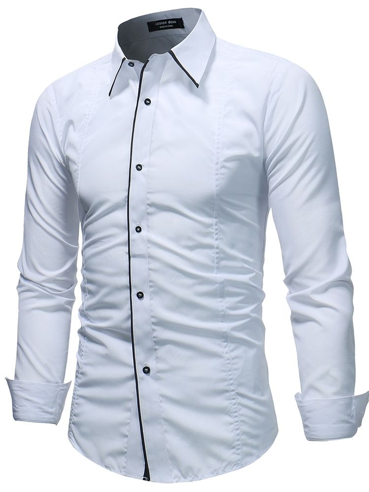 Bloco De Cores Camisas Masculinas Casuais De Botão Simples
