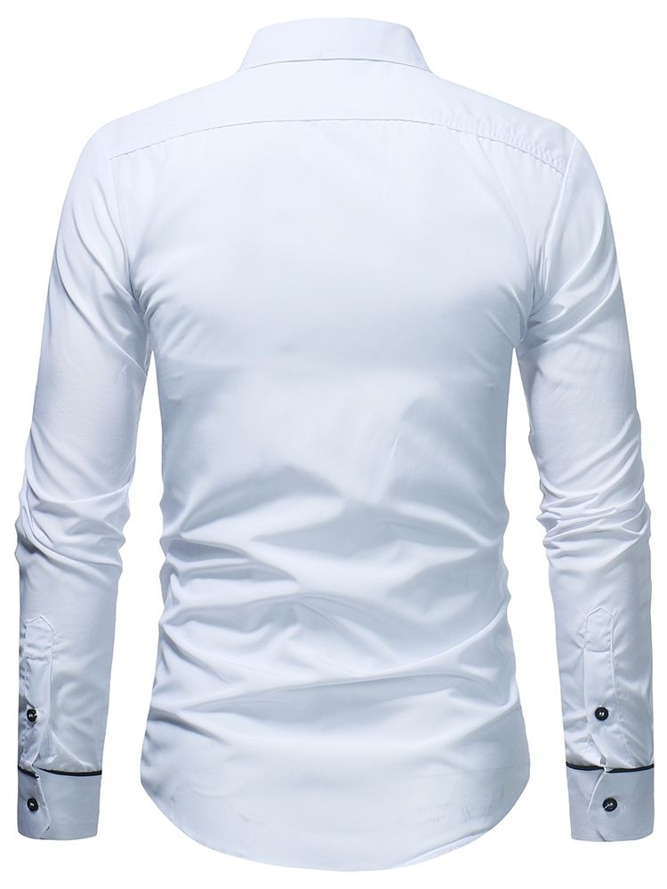 Bloco De Cores Camisas Masculinas Casuais De Botão Simples