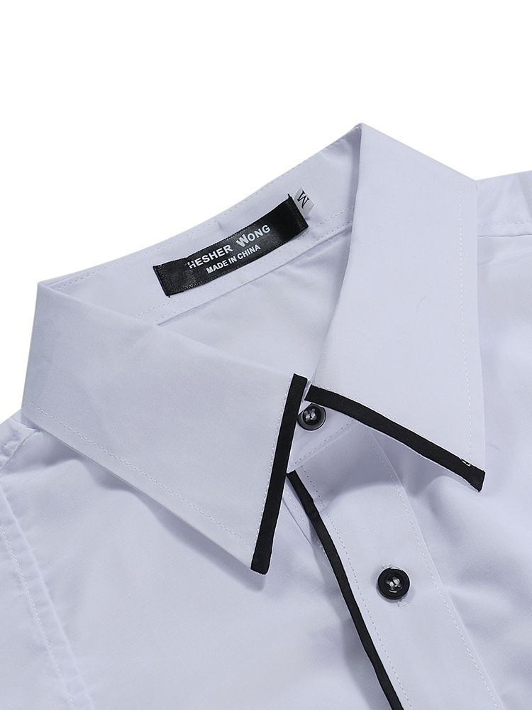 Bloco De Cores Camisas Masculinas Casuais De Botão Simples