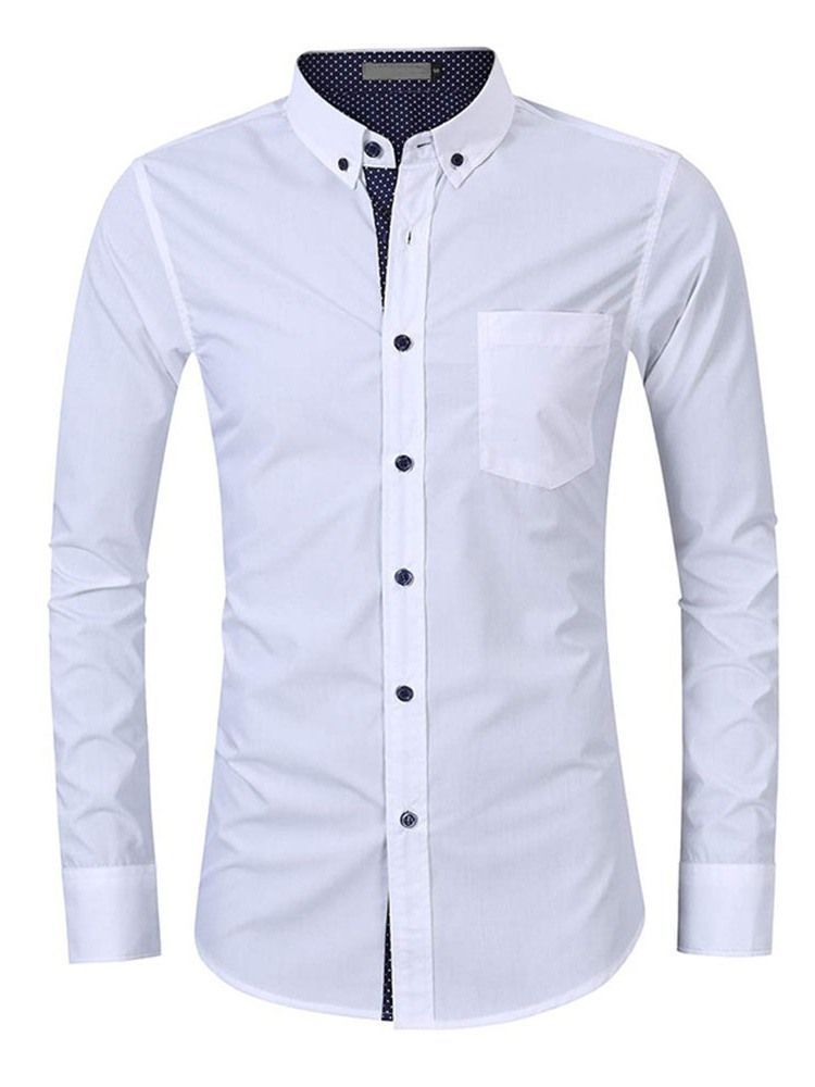 Bolso De Lapela Ol Masculino Camisa Slim Com Peito Único
