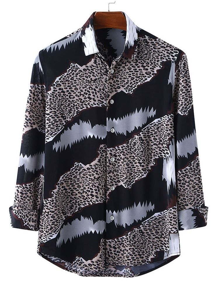 Button Color Block Europeu Single-breasted Masculino Camisa Slim