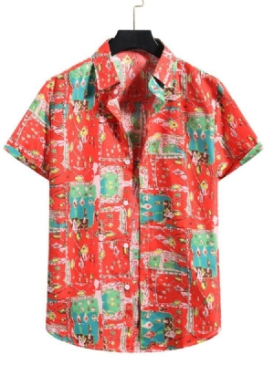 Camisa Casual De Lapela Patchwork De Peito Único Masculino