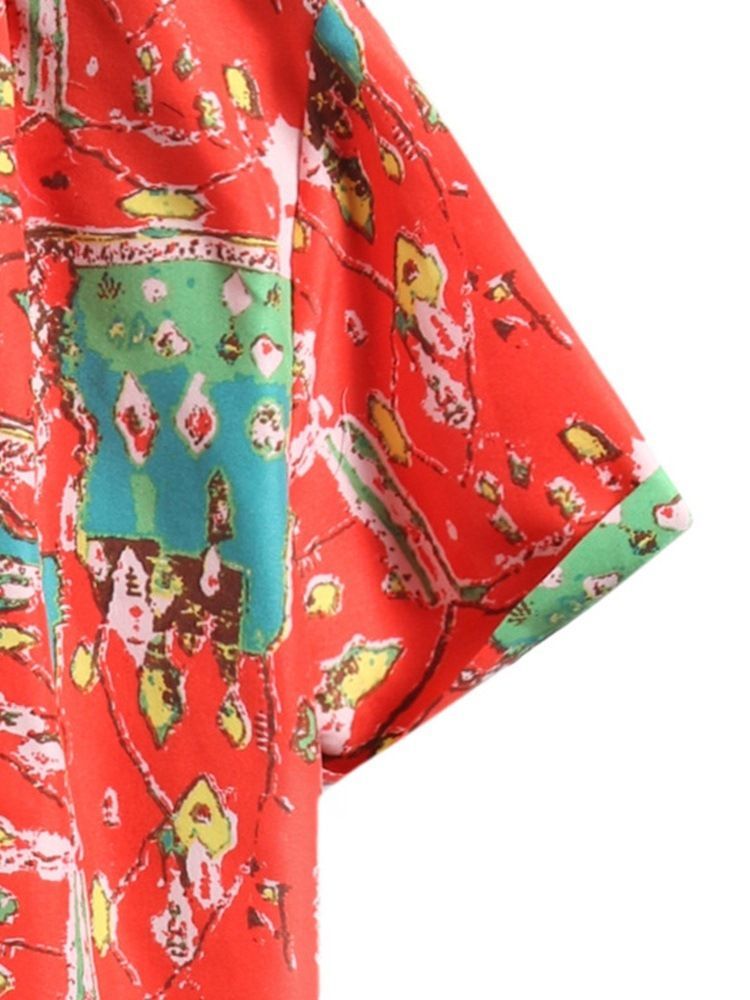 Camisa Casual De Lapela Patchwork De Peito Único Masculino