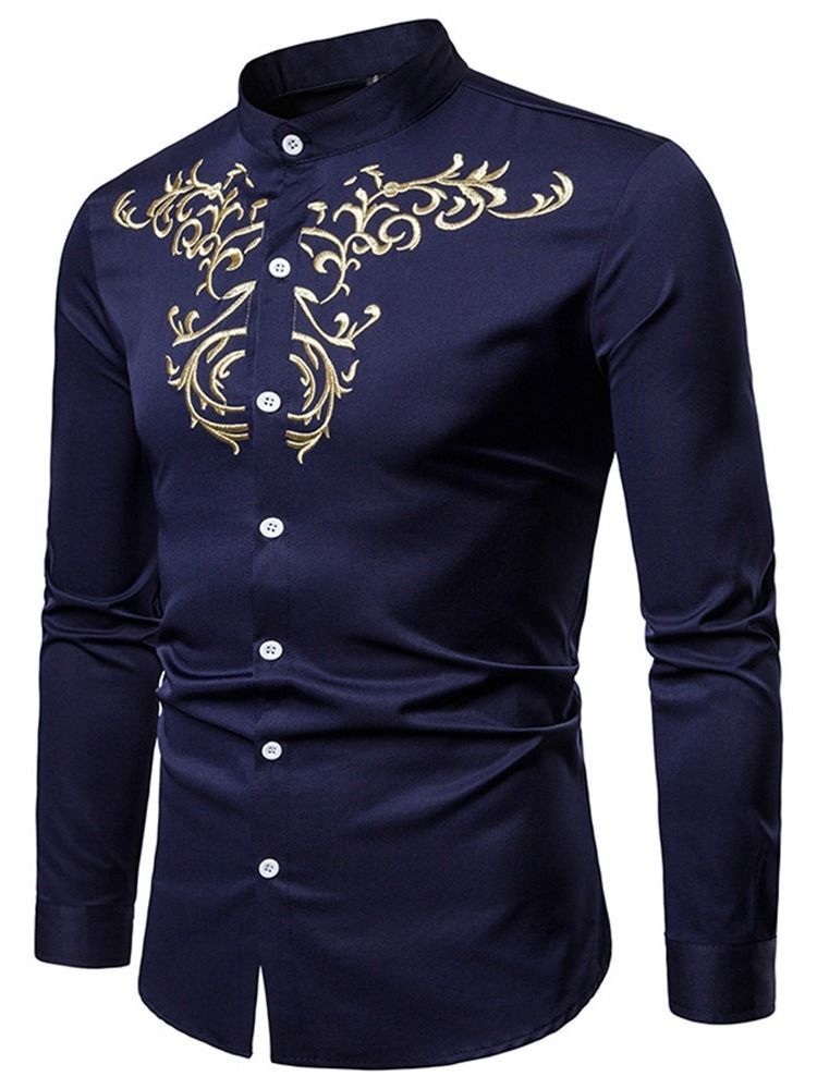 Camisa Casual Masculina De Botão De Colarinho