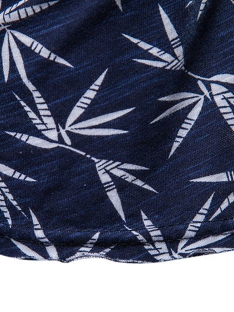 Camisa Casual Masculina Com Estampa De Gola Redonda