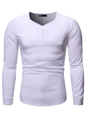 Camisa Justa Masculina De Botão Com Decote Em V