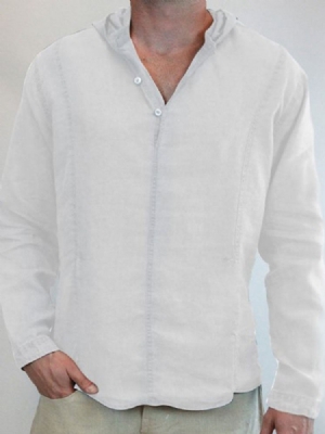 Camisa Justa Masculina De Botão Liso Com Capuz