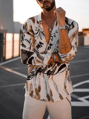 Camisa De Lapela Com Botão De Peito Único Masculino
